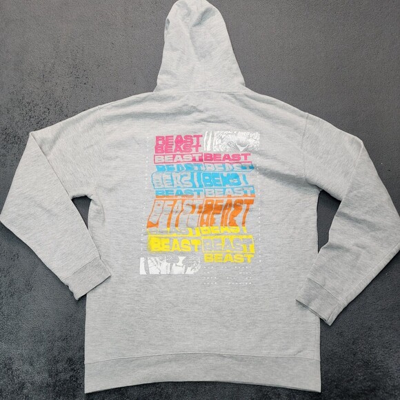 Mr Beast Men's Hoodie Sweater Grey Back Hit Pullover Investors Club Size L - Picture 3 of 11